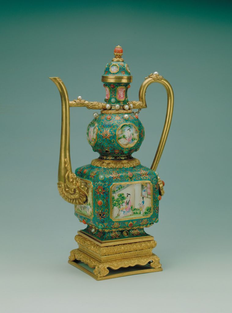 图片[1]-Qianlong style gold embryo filigree enamel inlaid painting enamel holding pot-China Archive